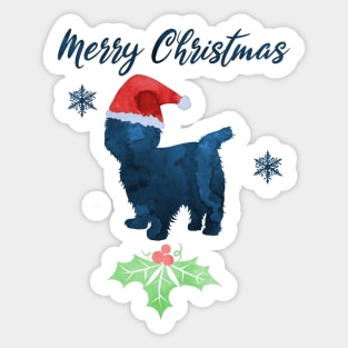 Merry Christmas Bichon Frise Art Sticker